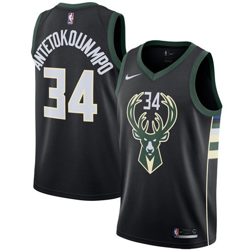 Men Nike Milwaukee Bucks 34 Giannis Antetokounmpo Black NBA Swingman Statement Edition Jersey